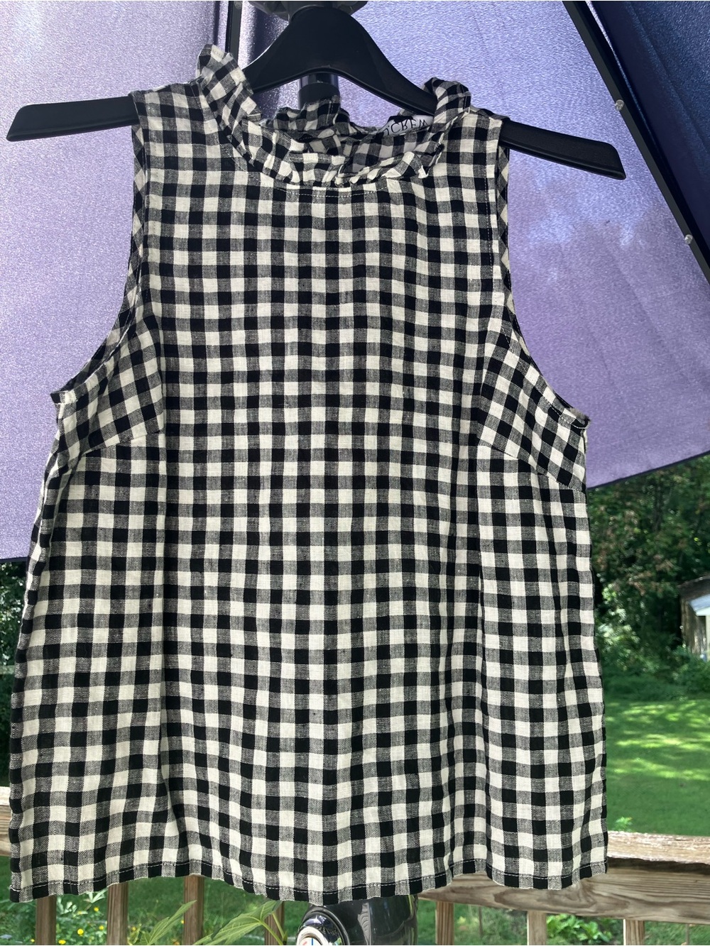 Linen black and white gingham. J.Crew top